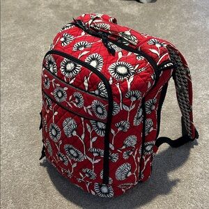 Vera Bradley Black,Red, White Decco Daisy Floral Quilted Backpack